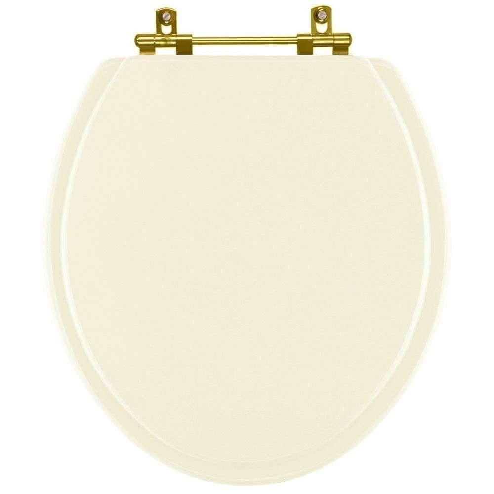 Assento Sanitário Convencional Oval Biscuit (bege Claro) Para Louça Incepa Com Ferragem Dourada