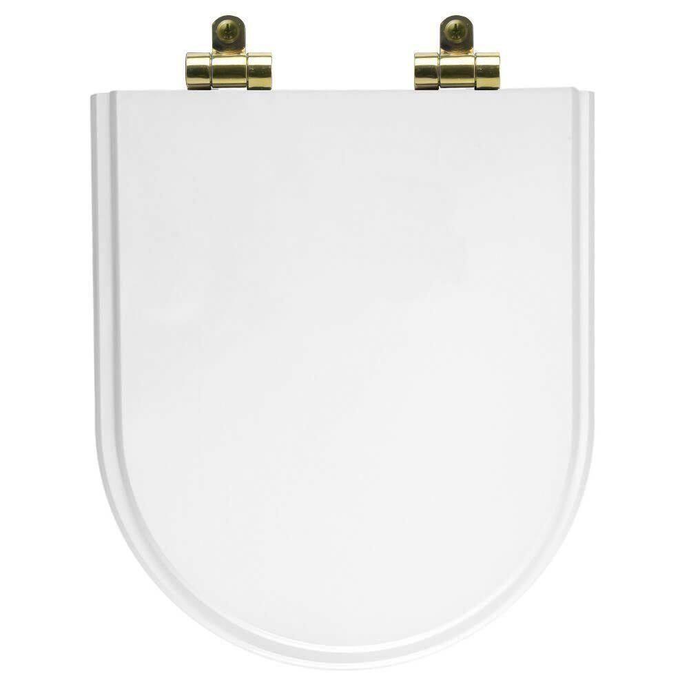 Assento Sanitário Poliéster Soft Close Link-lk Branco Para Vaso Deca Com Ferragem Dourada