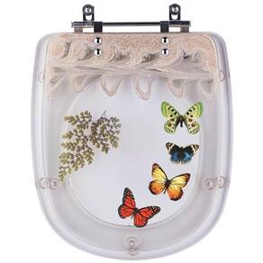 Tampa De Vaso Poliéster Decorada Borboleta Luna Bege Para Louça Icasa