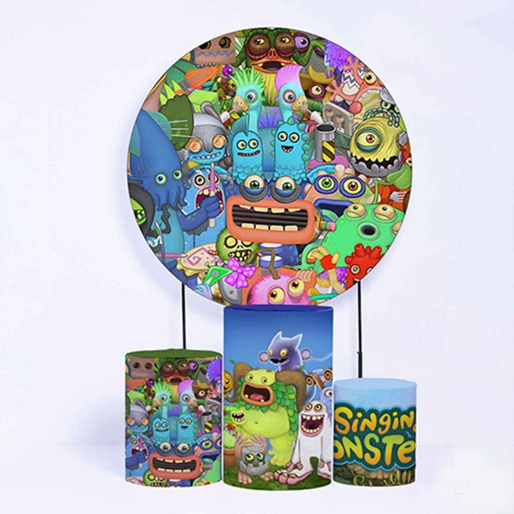 Kit Painel de Festa Redondo de 1,50m e Trio de Cilindros My Singing - Fera Print