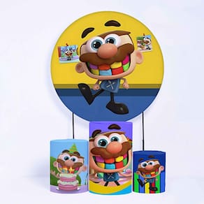Kit Painel de Festa Redondo de 1,80m e Trio de Cilindros José Comilão - Fera Print