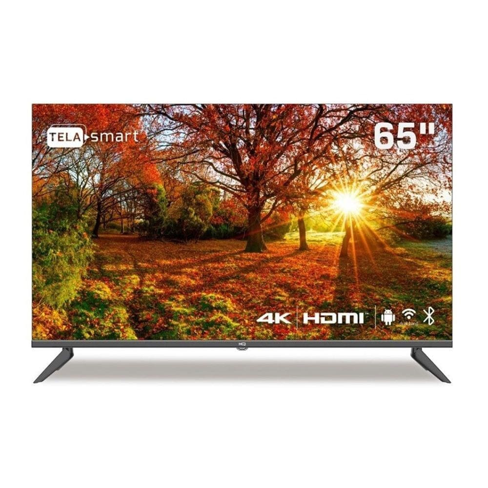Smart TV 65 HQ 4K com Conversor Digital Externo 3 HDMI 2 USB WI-FI Design Slim Tela Frameless