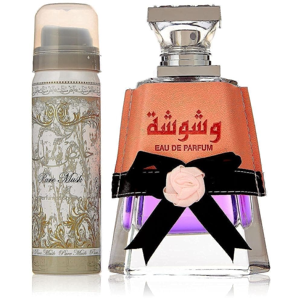 Conjunto de perfumes Lattafa Washwashah para mulheres (100 ml de água de perfume e 50 ml de desodorante)