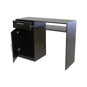 Mesa Multiuso Manicure Escritório Com Gaveta e Porta Preto Cód.700