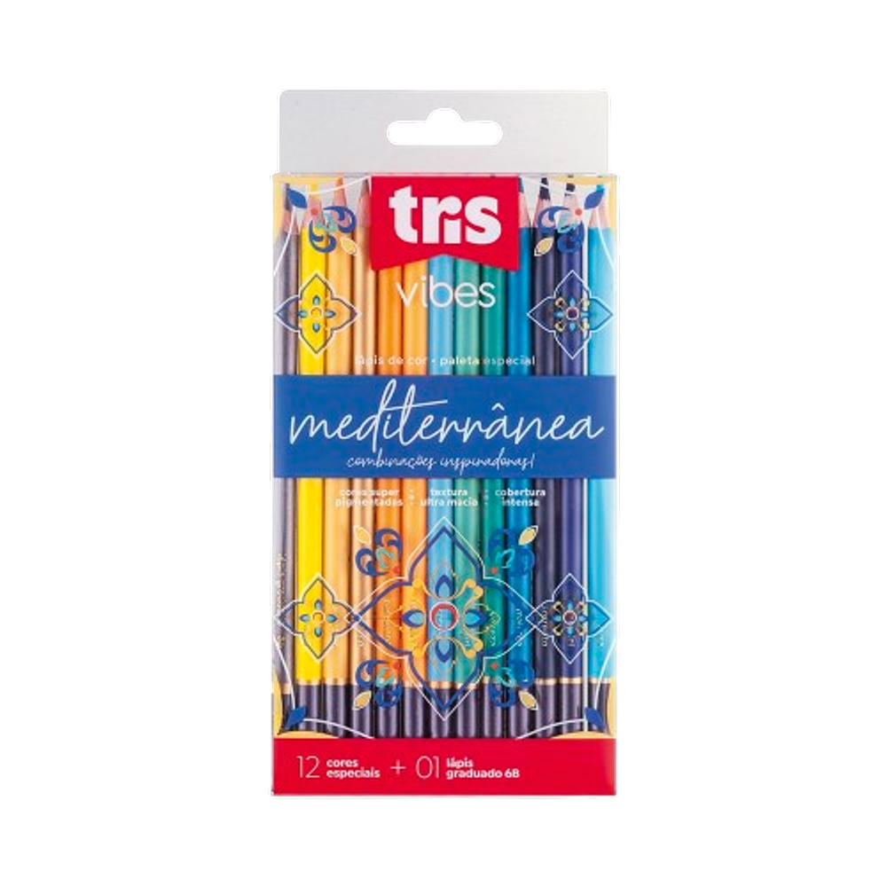Lápis de cor Tris Vibes Mediterrânea paleta especial 12cores