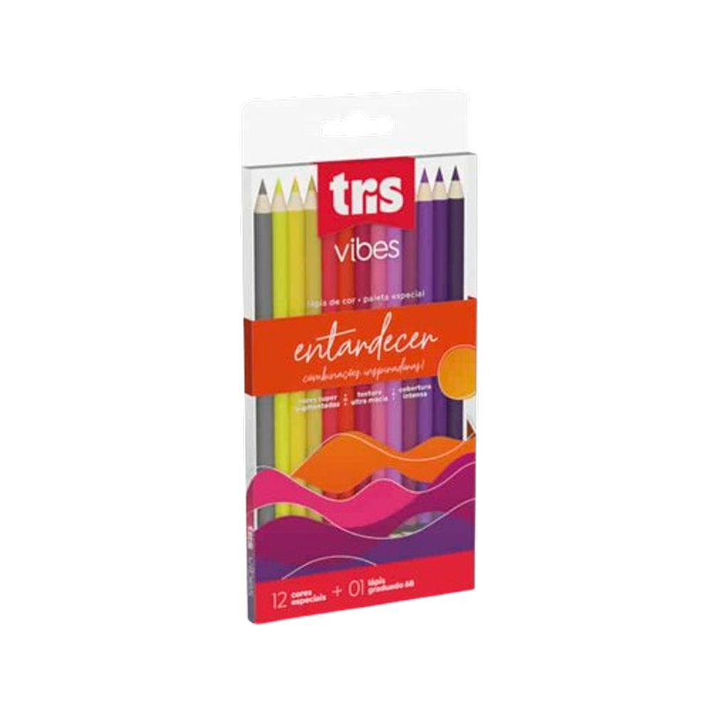 Lápis de cor Tris Vibes Entardecer paleta especial 12 cores