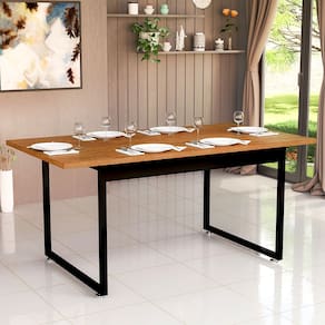 Mesa Retangular 160x80 Para Sala De Jantar Estilo Industrial Moderno Tampo MDF Sem Vidro