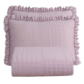 Colcha Babado King Fluffy 3pçs 100% Poliéster - Rosé