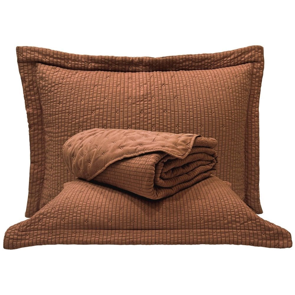 Cobre Leito King Lume Dupla face 3pç 100% Poliéster - Marrom