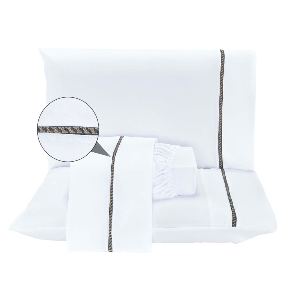 Jogo Lençol king Blush Guipir 4pç 100% Poliéster - Branco