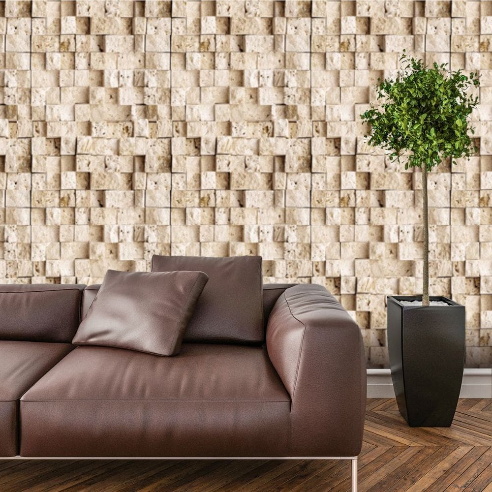 Papel de Parede Adesivo Bloco 3d Pedra Lavável Sala Quarto Cozinha 3 metros