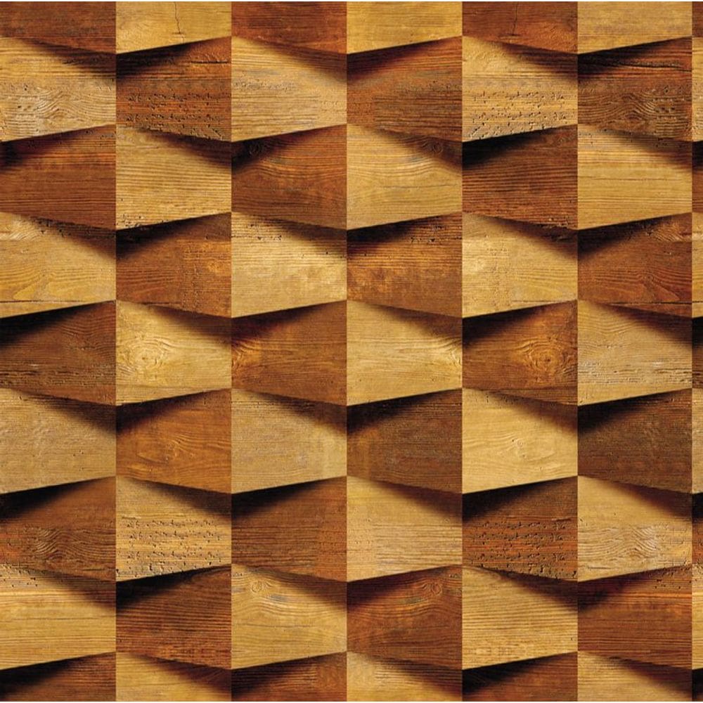 Papel De Parede Adesivo Bloco 3d De Madeira Lavável Cozinha 1,5 metros
