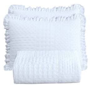 Colcha Babado Queen Fluffy 3pçs 100% Poliéster - Branco