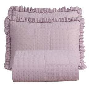 Colcha Babado Casal Fluffy 3pçs 100% Poliéster - Rosé