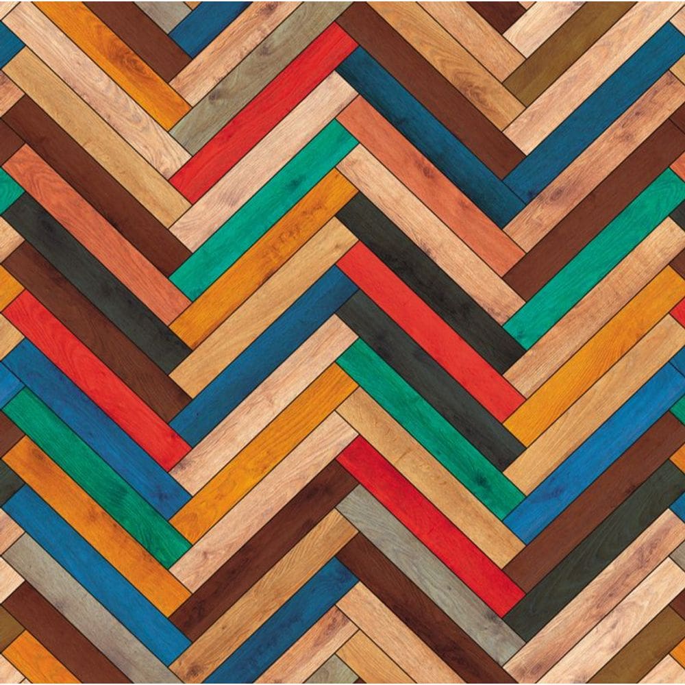 Papel De Parede Adesivo Mosaico Madeira Lavável Cozinha 3 metros