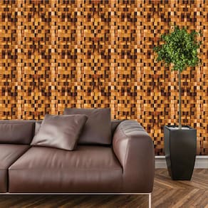 Papel De Parede Adesivo Bloco 3d De Madeira Lavável Cozinha 3 metros