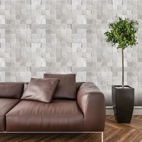Papel de Parede Adesivo Bloco 3d De Pedra Lavável Cozinha 3 metros