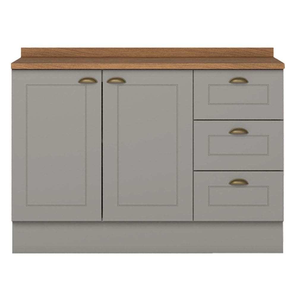 Balcao Pia Com Tampo 120cm C353 Americana Cinza Nature Henn