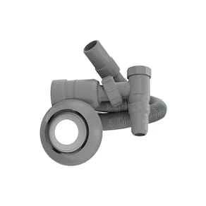 Kit Adaptador Articulado Blukit para Saída de Máquina de Lavar Roupa/Louça com Mangueira 2,2m Cinza