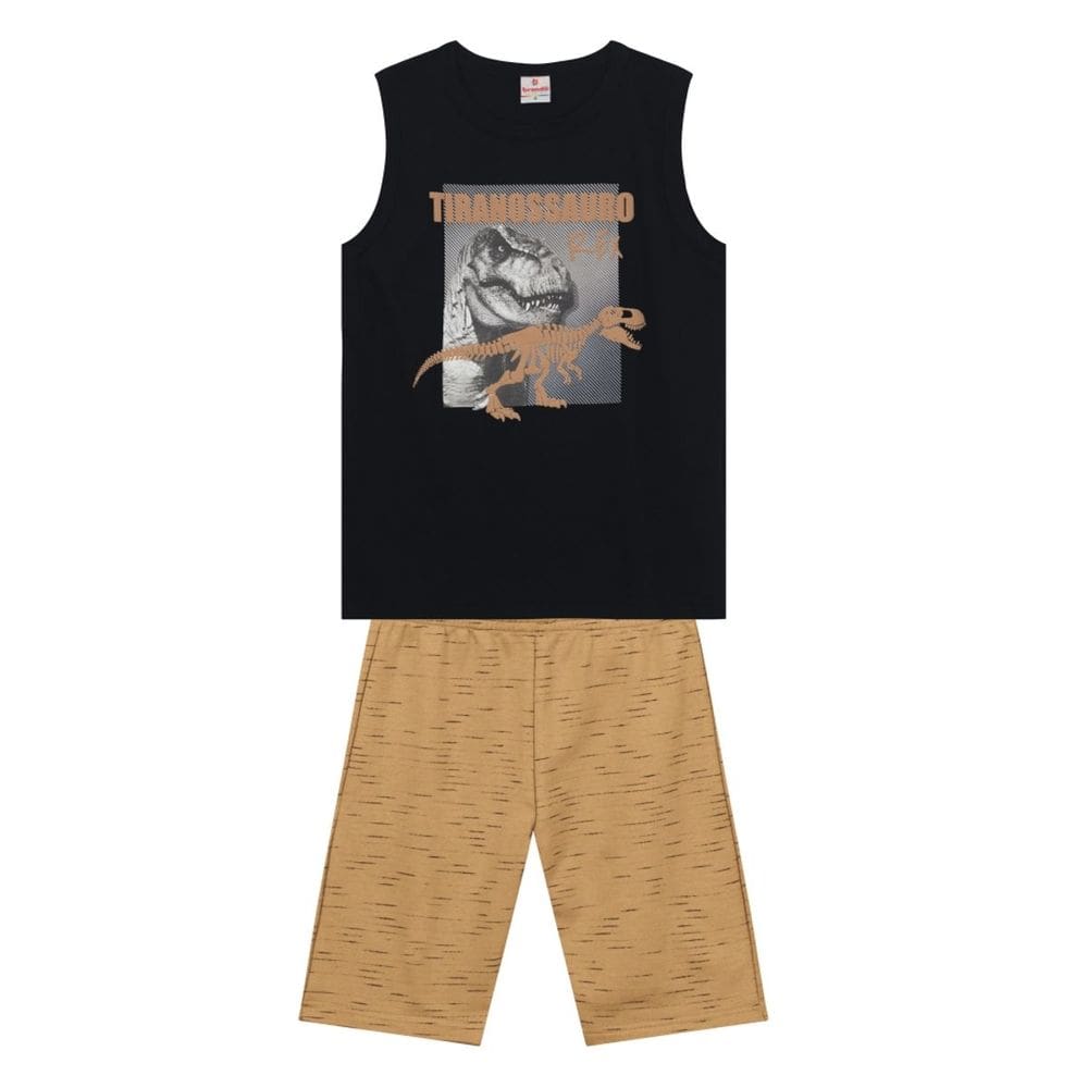 Conjunto Infantil Menino De Dino Em Puff Brandili