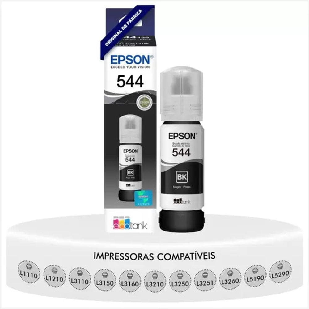 Refil de Tinta Epson T544120 Preto 65ML L1110 L1210 L3110 L3150 L3160 L3210 L3251 L3260 L5190 L5290 L5590
