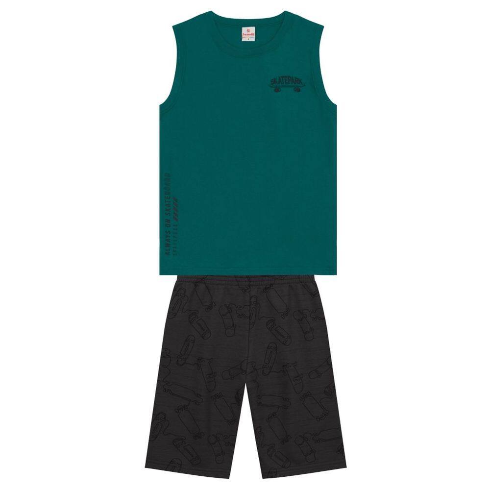 Conjunto Infantil Menino Regata De Skate Verde Brandili