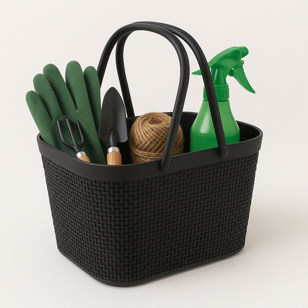 Cesto Organizador Juta Com Alças Rattan de Plástico Resistente Capacidade 5,6 Litros