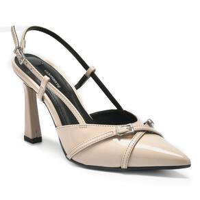 Scarpin Via Marte Salto Médio Fivelas Detalhe Feminino - Creme