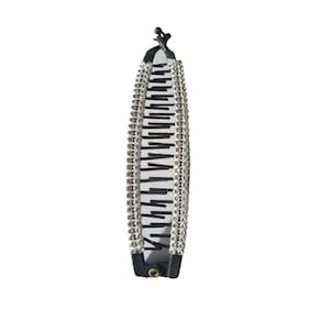 Kit 12 Presilhas De Cabelo Preta Banana Com Pedra 15Cm