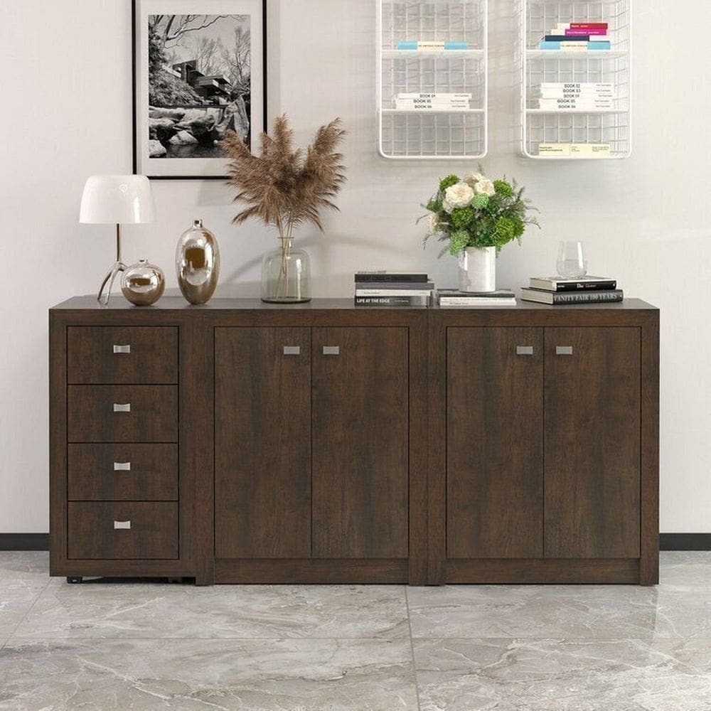 Armário para Escritório 158,5cm com 1 Gaveteiro e 4 Portas Rústico