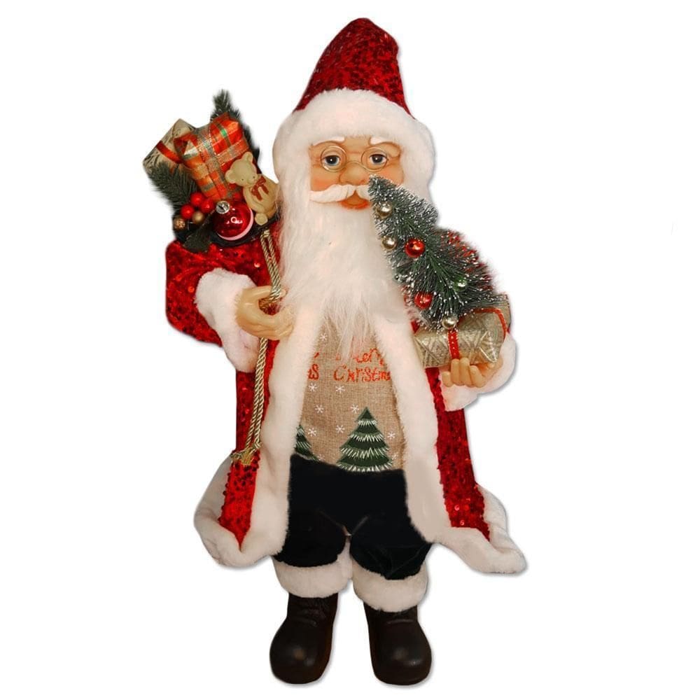 Boneco Papai Noel Em Pé 60Cm Roupa Lantejoula Msw Natal