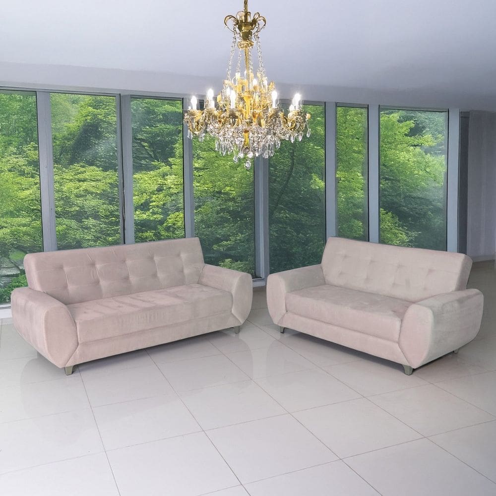 Conjunto de Sofás 3 e 2 Lugares Cristal Bege