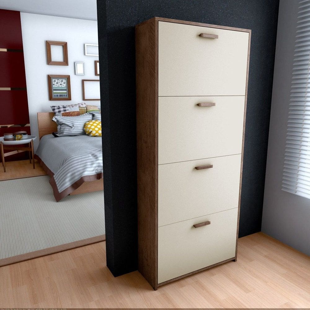 Sapateira Organizador 4 Gavetas 150x65cm Lunna Canela/Off White