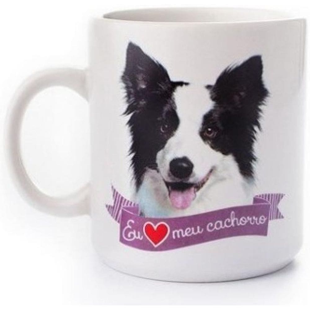 Caneca Porcelana Border Collie Eu Amo Meu Cachorro 270ml