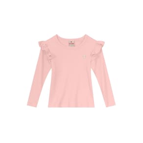 Blusa Infantil Menina Com Babado Rosa Brandili
