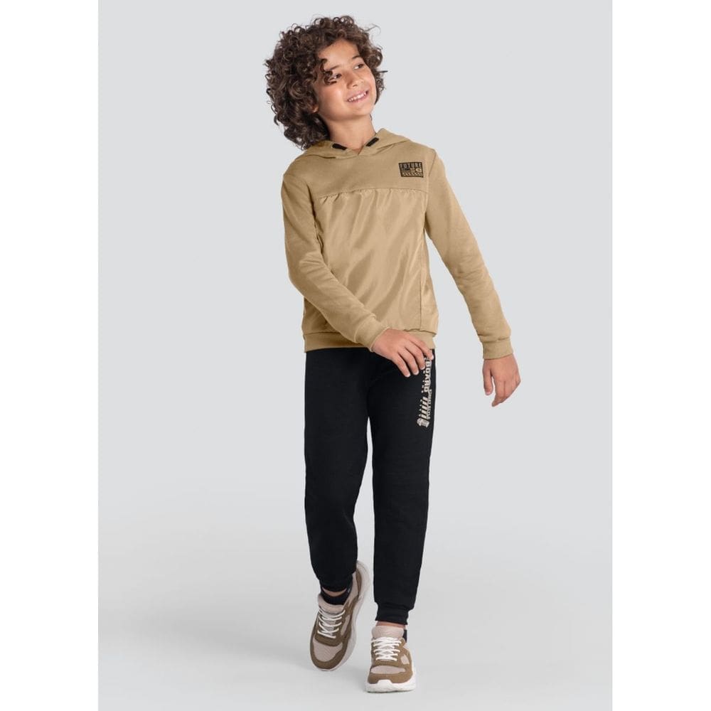 Conjunto Infantil Menino Em Moletom De Skate Marrom Brandili