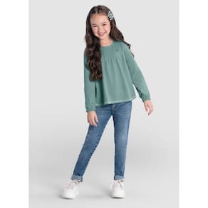 Blusa Infantil Menina Texturizada Verde Brandili