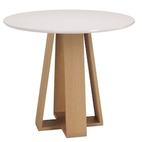 Mesa Redonda 90cm X 81,5cm Moderno Mel/Off-White