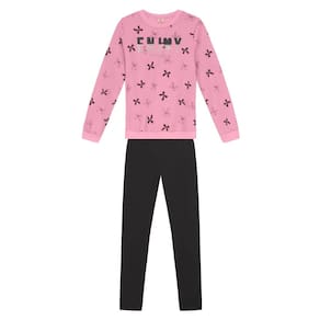 Conjunto Infantil Menina Blusa Brilhante Rosa Brandili