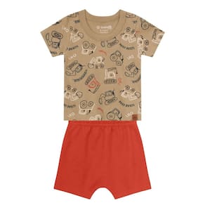 Conjunto Bebê Menino De Carrinho Marrom Brandili