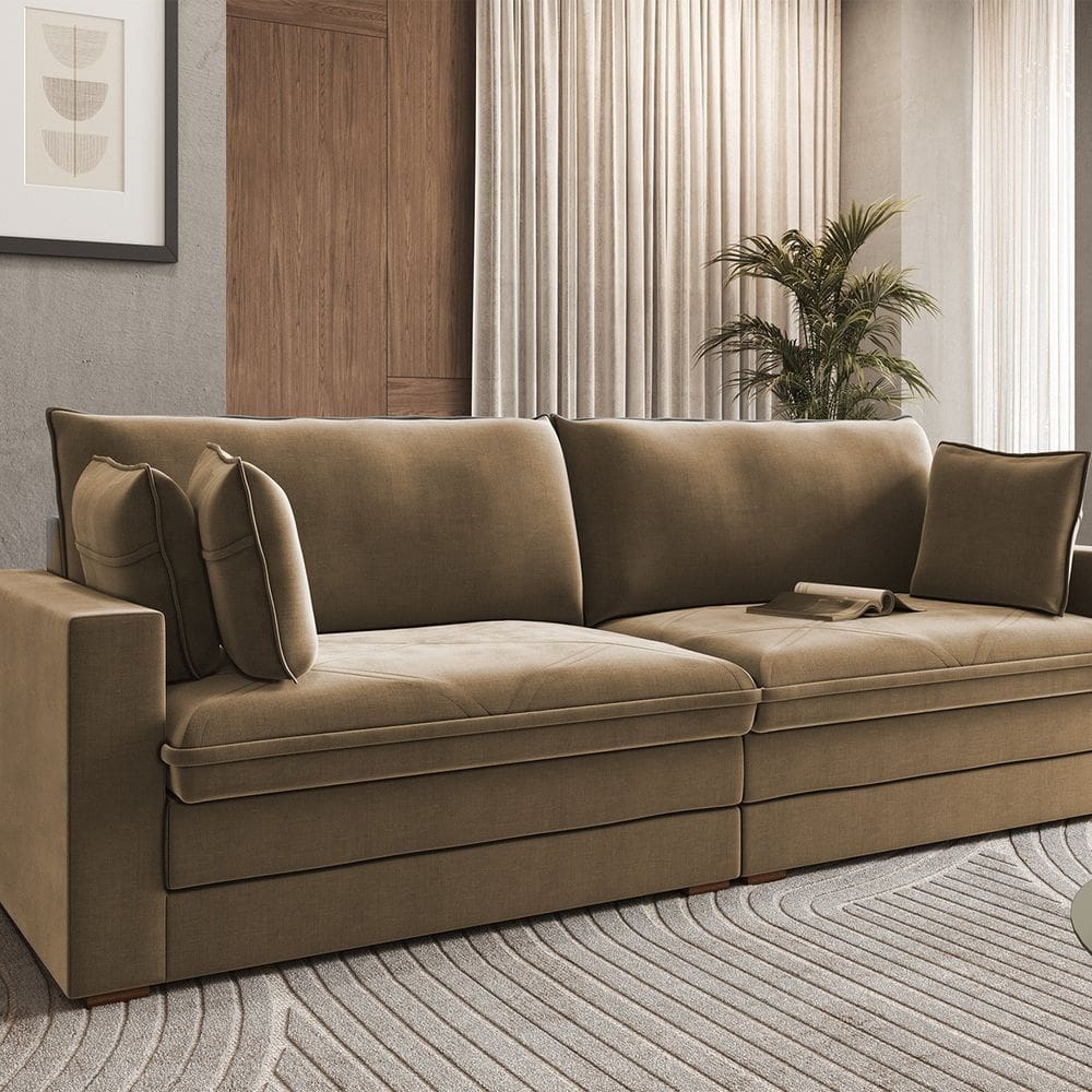 Sofá para Sala de Estar 170cm Living Bege