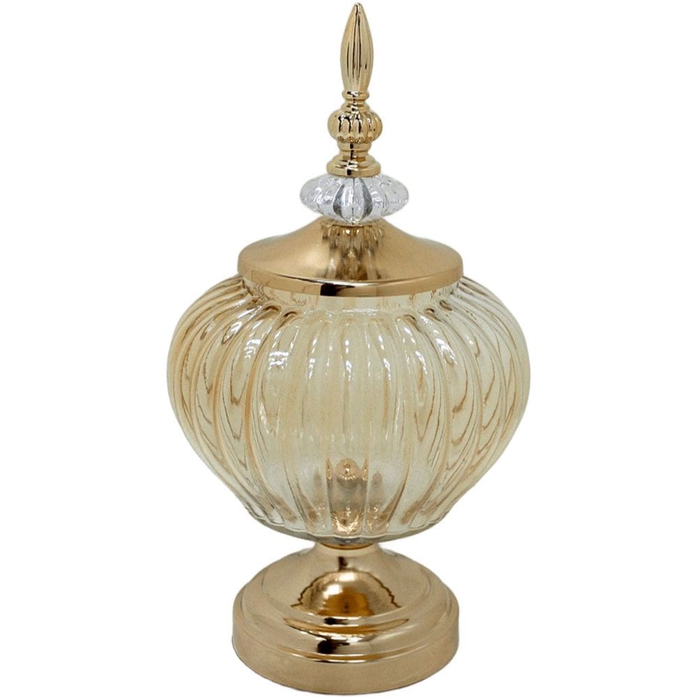 Bomboniere Pote Decorativo Em Bronze Vidro Doces E Biscoitos