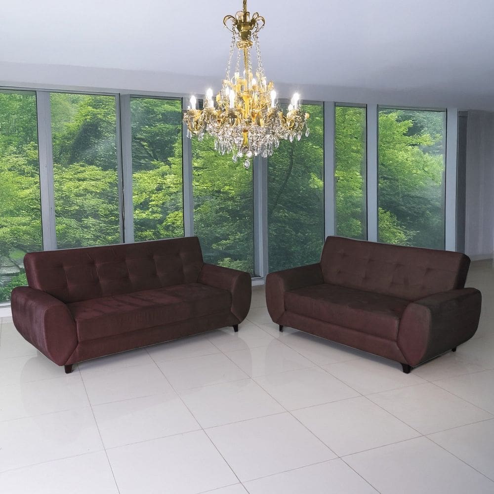 Conjunto de Sofás 3 e 2 Lugares Cristal Marrom