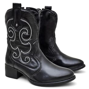 Bota Country Feminina Texas Couro Cano Alto Solado Borracha