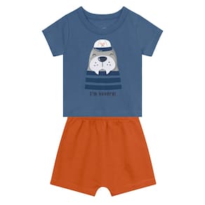 Conjunto Bebê Menino De Leão Marinho Azul Brandili