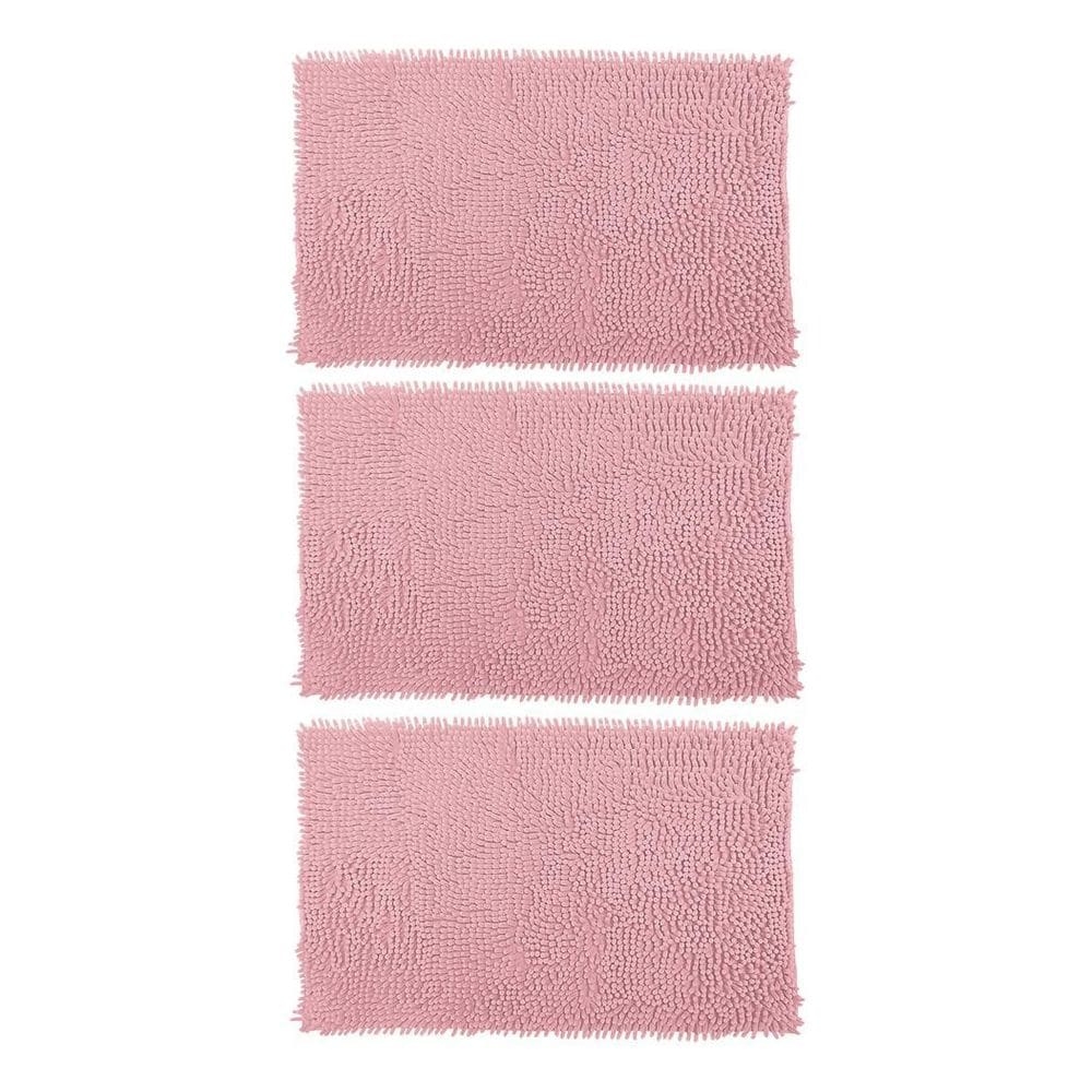 Kit 03 Tapetes De Banheiro Microfibra Bolinha 58X38Cm Rosa