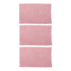 Kit 03 Tapetes De Banheiro Microfibra Bolinha 58X38Cm Rosa