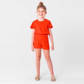 Conjunto Infantil Menina Em Laise Laranja Brandili