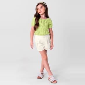 Conjunto Infantil Menina Com Cropped Verde Mundi