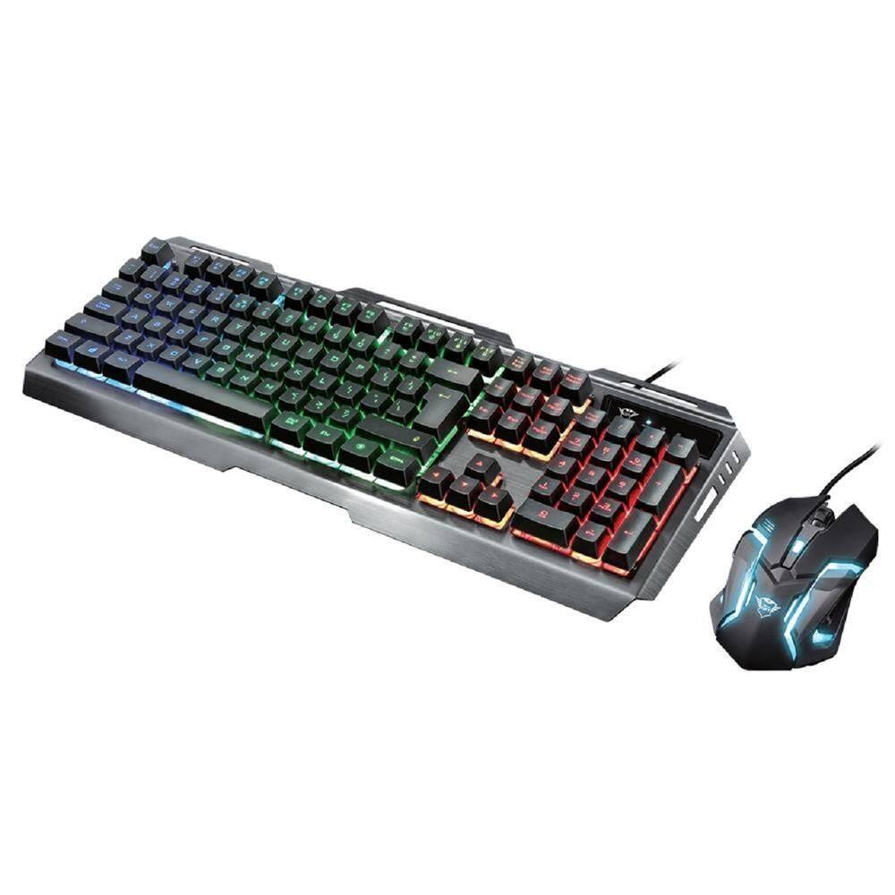 Kit Gamer Teclado e Mouse Trust GXT 845 Tural, LED Rainbown, Anti-Ghosting, 3200 DPI, 6 Botões, Preto
